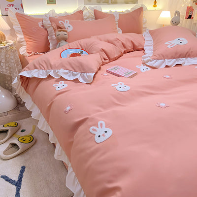 Juego de Cama Infantil 4 Piezas Estilo Princesa con Corazones - Image 13