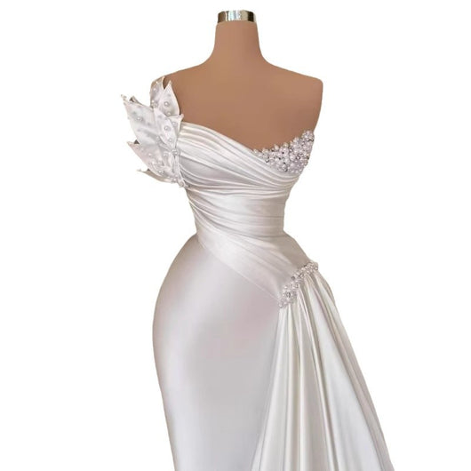 Vestido de Novia Satinado Blanco Elegante Ligero y Fluido - Image 5