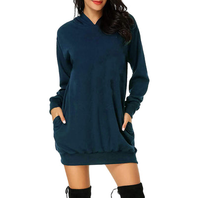 Suéter Vestido Holgado de Color Sólido con Mangas Largas - Image 12