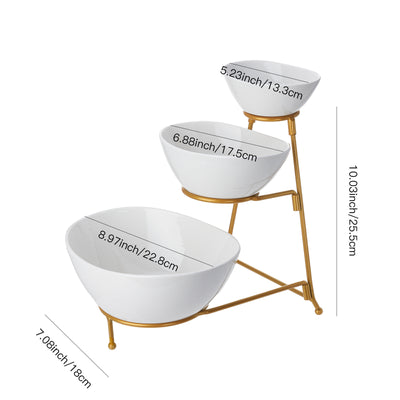 Frutero de Cerámica Dorado de Tres Niveles - Elegancia Minimalista para Hogar y Oficina - Image 15