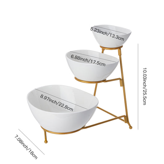 Frutero de Cerámica Dorado de Tres Niveles - Elegancia Minimalista para Hogar y Oficina - Image 15