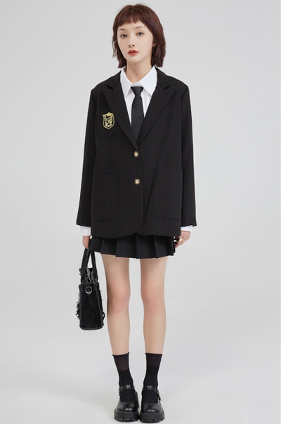 Blazer Negro Mujer Diseño Exclusivo Otoño Corte Holgado - Image 9