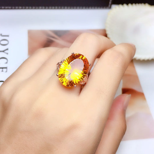 Anillo de Plata S925 con Cristal Fuego Color Limpio para Mujer