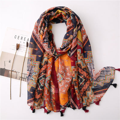 Pañuelo Bohemio con Estampado Geométrico Diamante Multicolor - Image 4