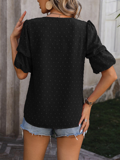 Blusa Elegante de Gasa con Cuello en V y Mangas Abullonadas - Image 16