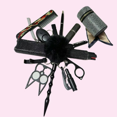 Juego de Defensa Personal para Mujer - Llavero de Seguridad Black