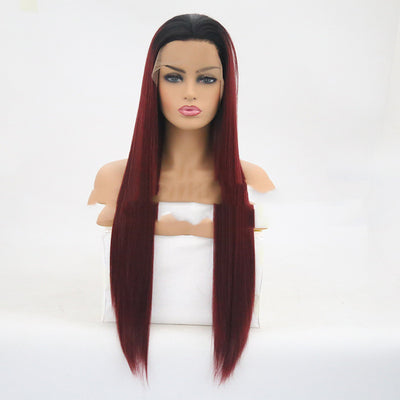 Peluca Borgoña con Cabello Liso y Fibra Química Premium - Image 5