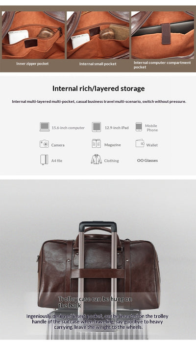 Bolsa de Viaje Ejecutiva de Cuero Estilo Retro - Gran Capacidad - Image 11
