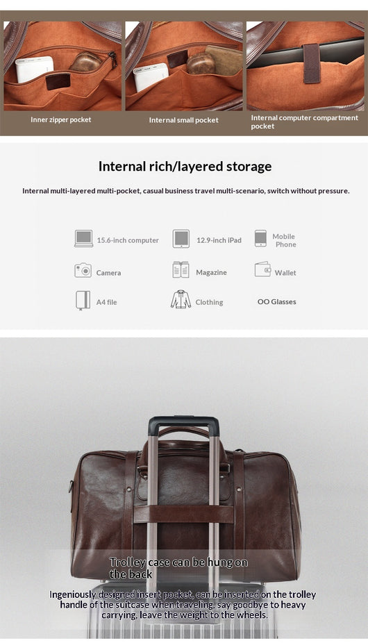 Bolsa de Viaje Ejecutiva de Cuero Estilo Retro - Gran Capacidad - Image 11