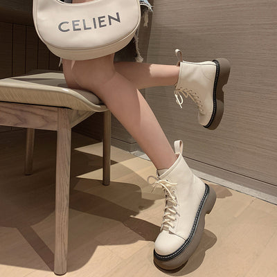Botas Martin de Caña Alta para Mujer con Patrón Lichee en Cuero Vacuno - Image 13