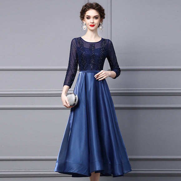 Vestido de Fiesta con Bordados Diamantados