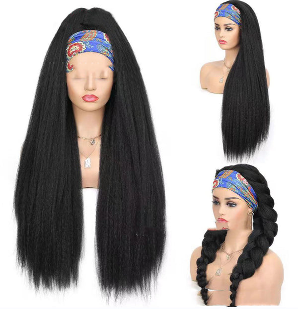 Bandana Peluca Cubrecabeza Cabello Largo Efecto Seda de Maíz