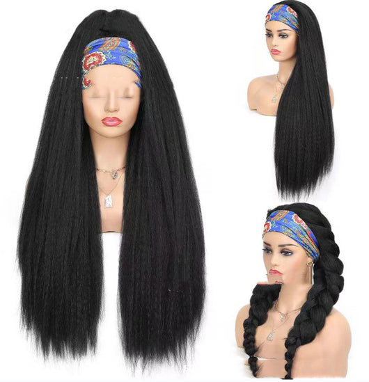 Bandana Peluca Cubrecabeza Cabello Largo Efecto Seda de Maíz