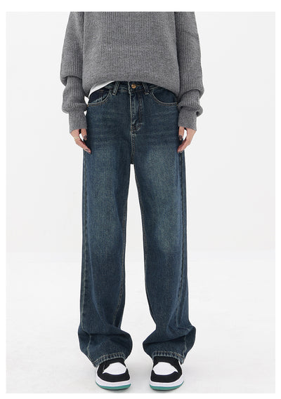 Pantalones Vaqueros Retro Azul Degradado Cintura Alta Rectos Casuales para Mujer - Image 6