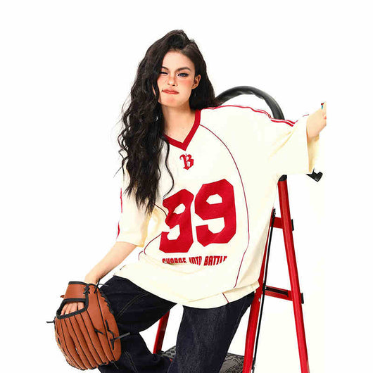 Playera Deportiva Retro Cuello V Manga Corta