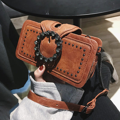 Bolso Cuadrado Retro con Diamantes - Bandolera Coreana Elegante - Image 14