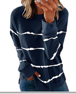 Sudadera Suelta de Cuello Redondo con Rayas Tie Dye para Mujer - Image 6