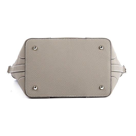Bolso Cubo Retro de Cuero Genuino con Patrón Grabado y Cordón Ajustable - Image 3
