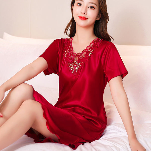 Camisón de Seda Helada con Encaje Sexy para Verano - Image 6