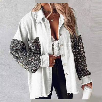 Camisa Denim Holgada con Lentejuelas y Borlas - Image 4