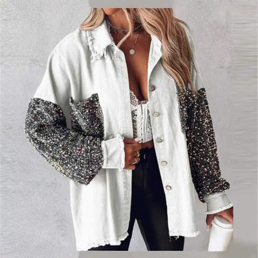 Camisa Denim Holgada con Lentejuelas y Borlas - Image 4