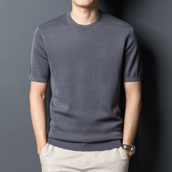 Suéter Cardigan Manga Corta para Hombre - Cuello Redondo