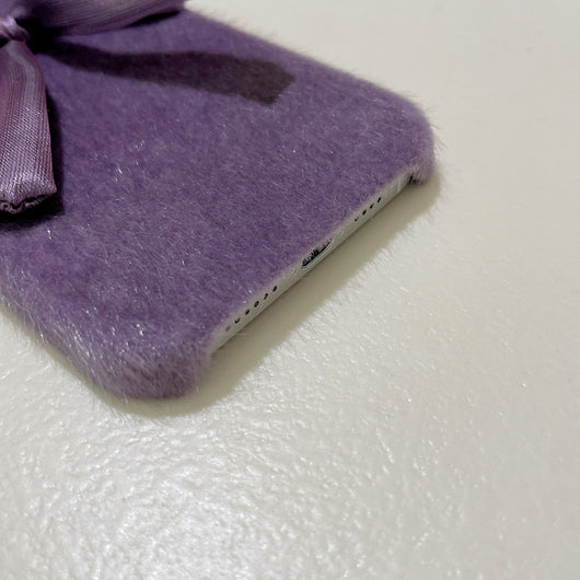 Funda para Celular Estilo Coreano con Lazo de Seda y Pelaje de Visón - Image 6