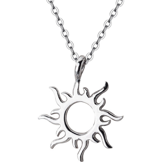 Collar Plata S925 Mujer Diseño Sol Hueco Rayo Corto Escote
