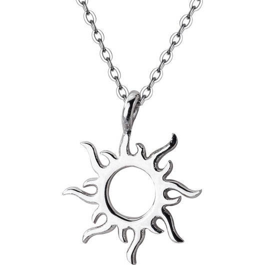 Collar Plata S925 Mujer Diseño Sol Hueco Rayo Corto Escote