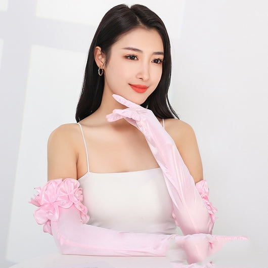 Guantes Largos de Satén Elástico para Novia - Elegancia Etiqueta - Image 10