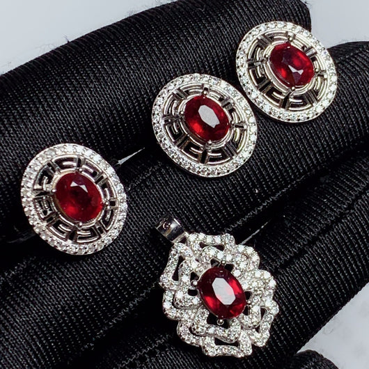 Conjunto de Plata 925 con Rubí Incrustado - Image 14