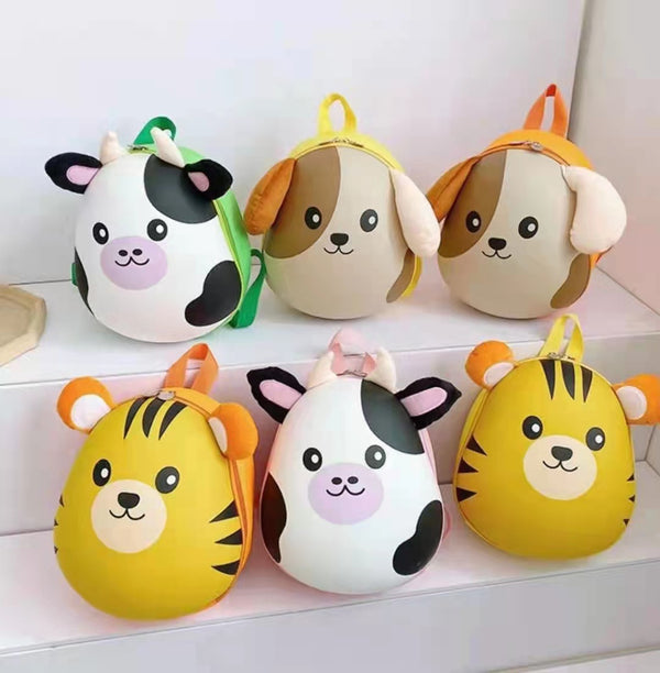 Mochila Escolar Infantil con Diseño de Animales Cartoon y Carcasa Resistente