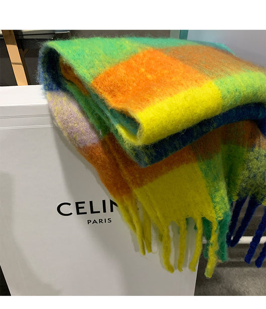 Bufanda de Cuadros Arcoíris en Faux Cashmere Cálido para Mujer - Image 17