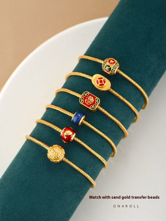 Pulsera de Cuentas de Oro Antiguo en Cobre Puro con Tarjeta de Bendición - Image 8