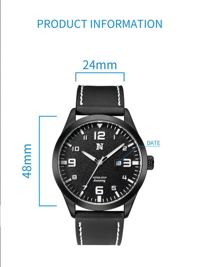Reloj de Cuarzo para Hombre con Correa de Cuero, Esfera Grande y Calendario - Image 19