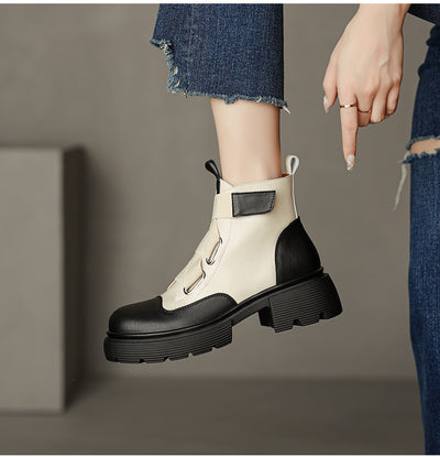 Botas Martin de Cuero Grueso Estilo Retro Francés para Mujer - Image 13