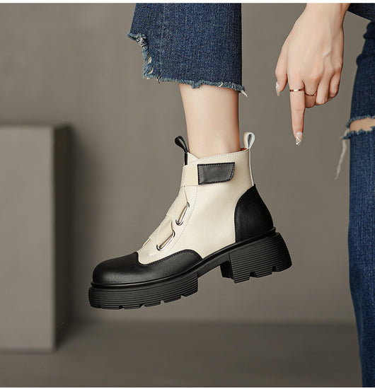 Botas Martin de Cuero Grueso Estilo Retro Francés para Mujer - Image 13