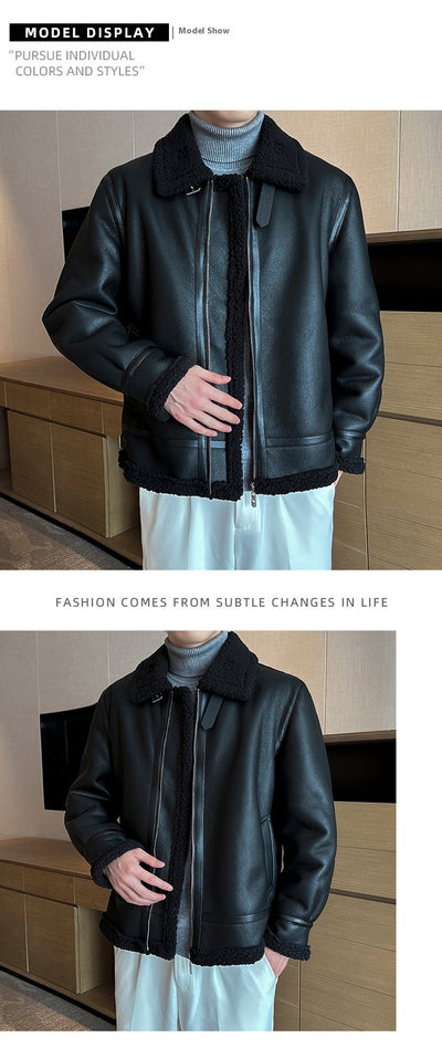 Chaqueta Acolchada de Cuero para Hombre con Cuello Polo - Image 19