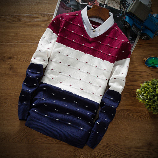 Suéter Hombre Cuello Camisero Falso Dos Piezas - Image 3