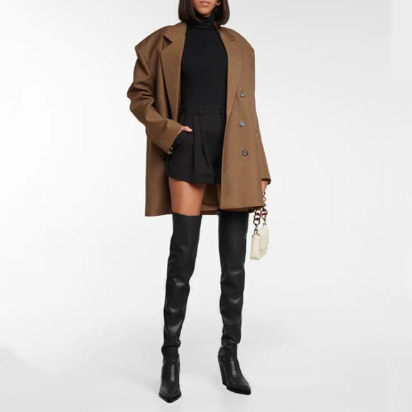 Botas de Cuero Elástico con Tacón Alto para Mujer