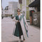 Gabardina Retro para Mujer con Costuras de Contraste de Colores