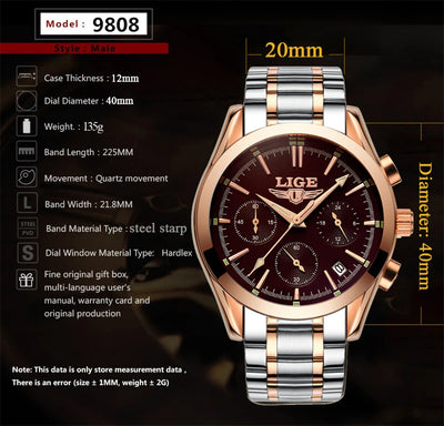 Reloj de Negocios Deportivo Acero Inoxidable Multifuncional con Calendario - Image 13