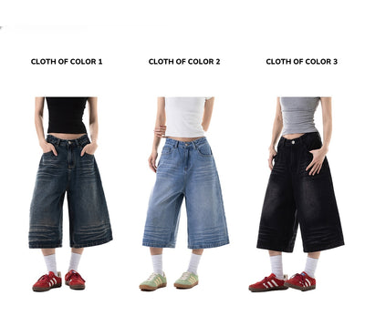Pantalones Cargo Sueltos Retro Cropped para Mujer - Estilo Wide-Leg Casual - Image 7