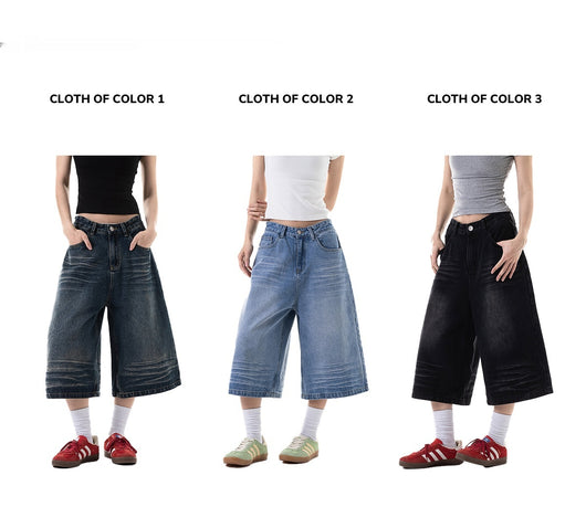 Pantalones Cargo Sueltos Retro Cropped para Mujer - Estilo Wide-Leg Casual - Image 7