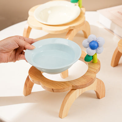 Comedero y Bebedero para Gatos con Soporte de Madera - Diseño Floral en Cerámica - Image 15