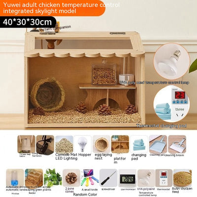 Wooden pet incubator with a clear acrylic skylight lid, measuring 40x30x30cm, suitable for small animals. - Image 7