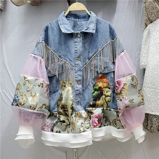 Chaqueta Denim para Mujer con Mangas Farol
