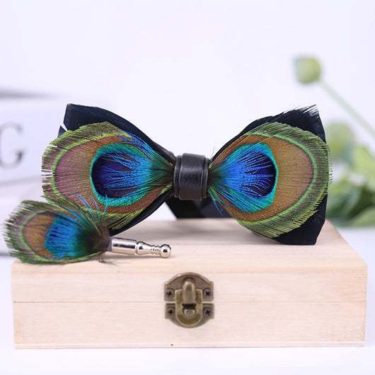Corbatín de Moño Pavo Real con Ojos Grandes - Azul Plumas - Image 12