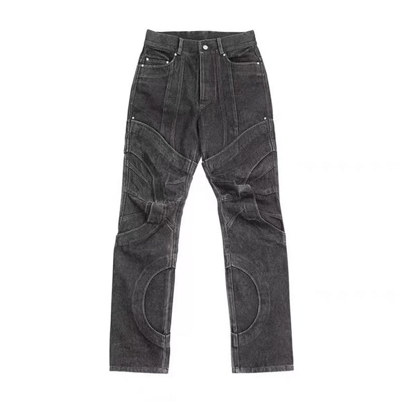 Pantalones Vaqueros Rectos Desgastados con Parches Efecto Vintage