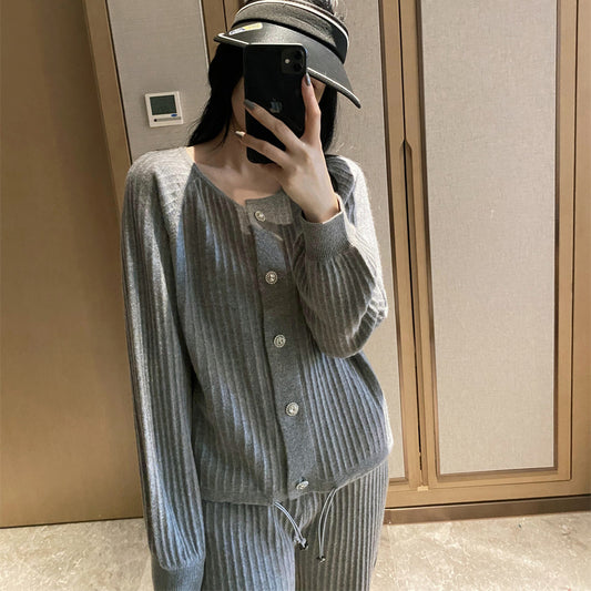Conjunto Casual de Cardigan Tejido y Pantalón Ancho Tendencia - Image 2
